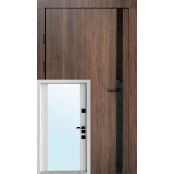 Вхідні двері Qdoors Авангард Галант (дуб табак/біла емаль+дзеркало)