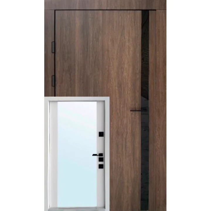 Вхідні двері Qdoors Авангард Галант (дуб табак/біла емаль+дзеркало)