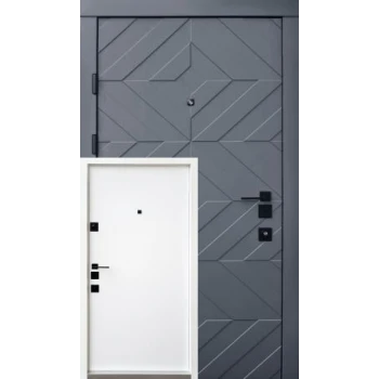 Вхідні двері Qdoors Авангард Тіффані (грифель софт/біла емаль)