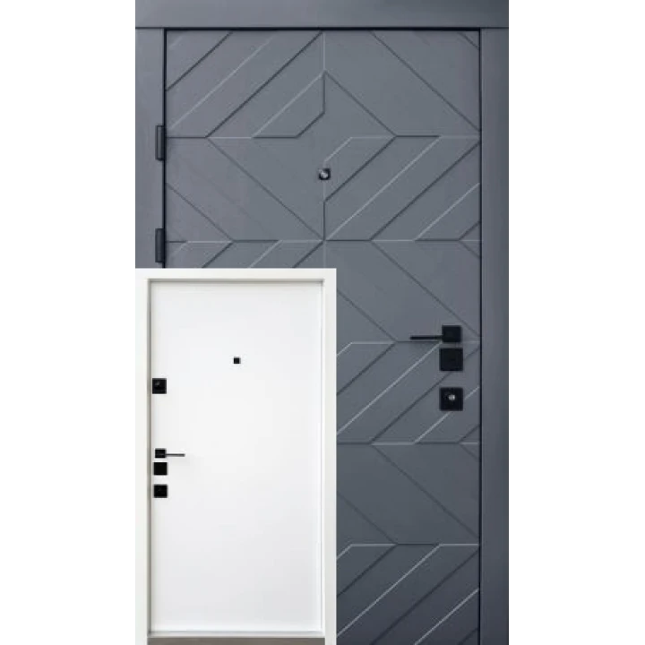 Вхідні двері Qdoors Авангард Тіффані (грифель софт/біла емаль)