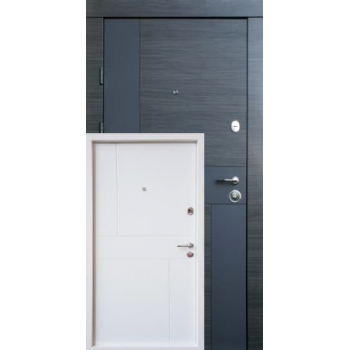 Вхідні двері Qdoors Преміум Стиль-М (венге сірий горизонт/біле дерево) короб 2 кольори