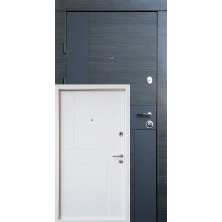 Вхідні двері Qdoors Преміум Стиль-М (венге сірий горизонт/біле дерево) короб 2 кольори