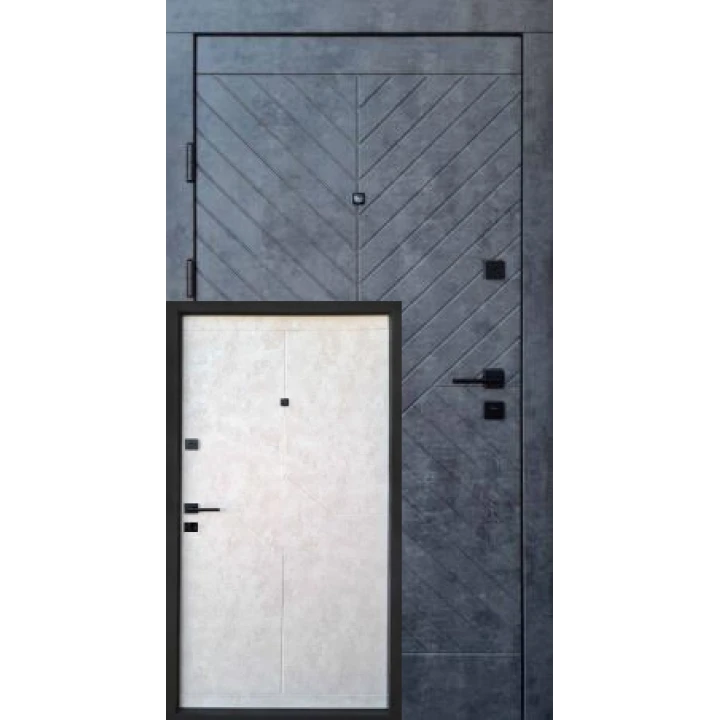 Вхідні двері Qdoors Преміум Некст (мрамор темний / бетон бежевий)