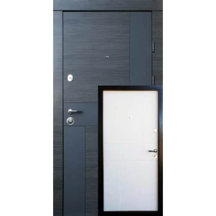 Вхідні двері Qdoors Преміум Стиль-М (венге сірий горизонт/біле дерево)
