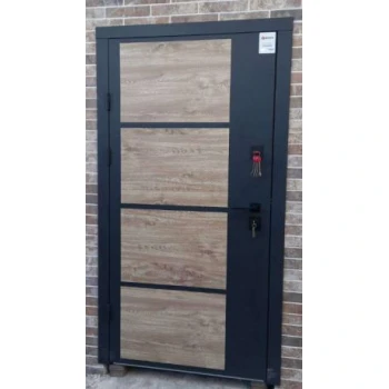 Вхідні двері Qdoors Стріт Бонд (графіт пісок фарба / декор дуб сонома / Гладь Vinorit білий)