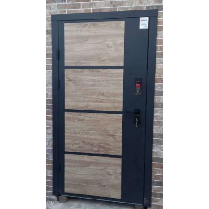 Вхідні двері Qdoors Стріт Бонд (графіт пісок фарба / декор дуб сонома / Гладь Vinorit білий)